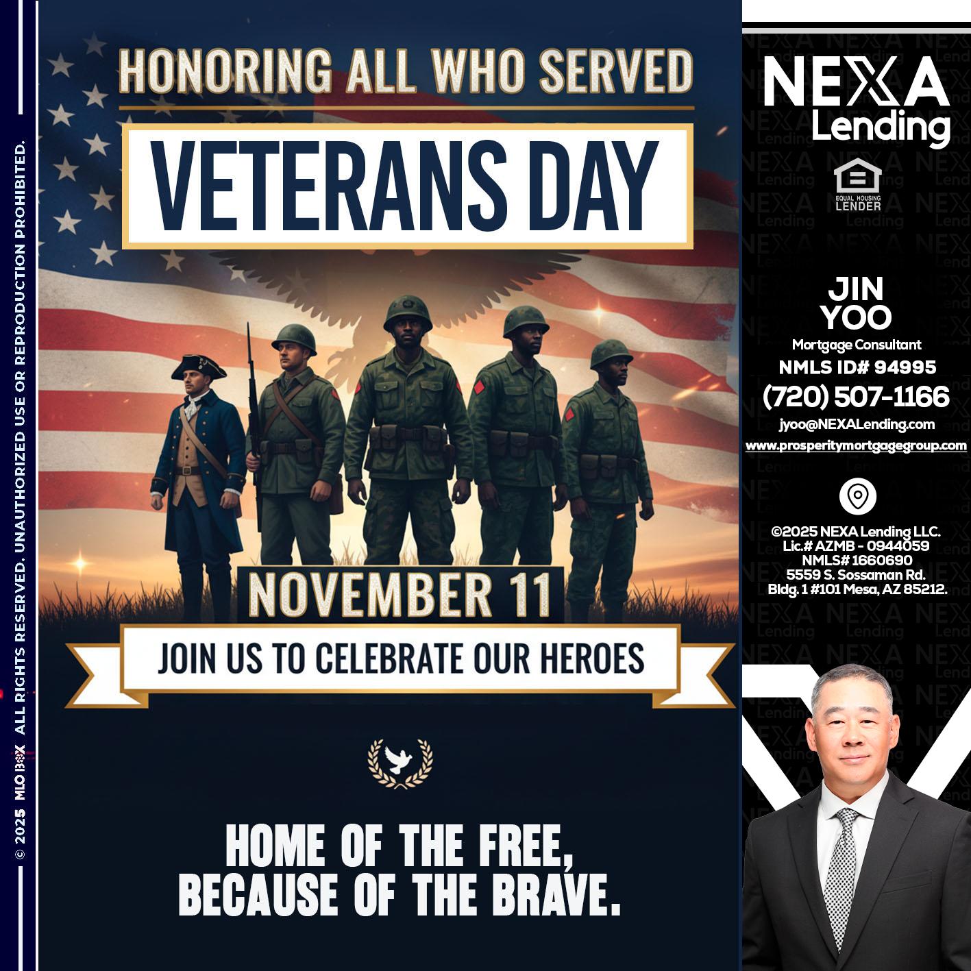 VETERANS DAY - Jin Yoo -Mortgage Consultant