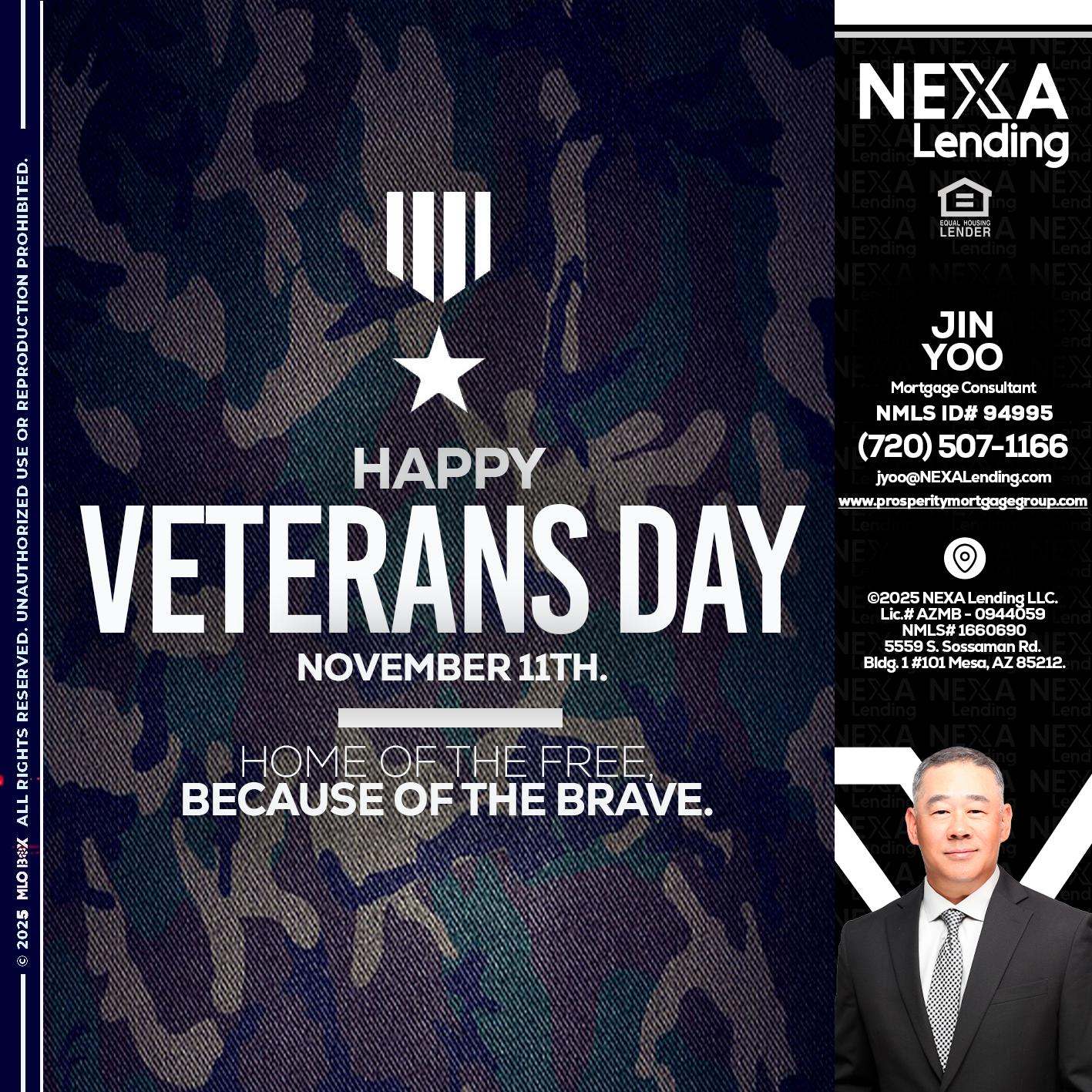 VETERANS DAY - Jin Yoo -Mortgage Consultant