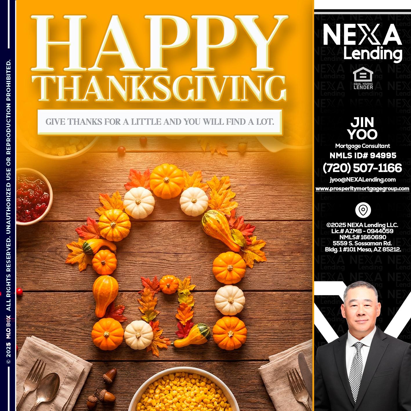 HAPPY THANKSGIVING - Jin Yoo -Mortgage Consultant