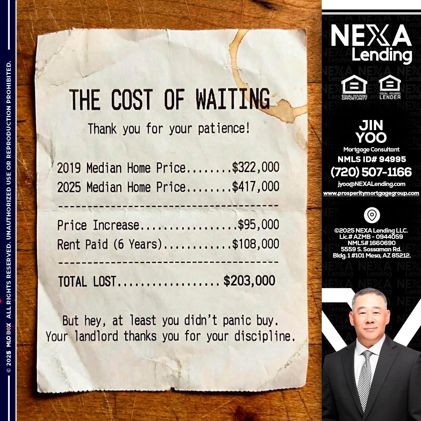 THE COST OF WAITING - Jin Yoo -Mortgage Consultant