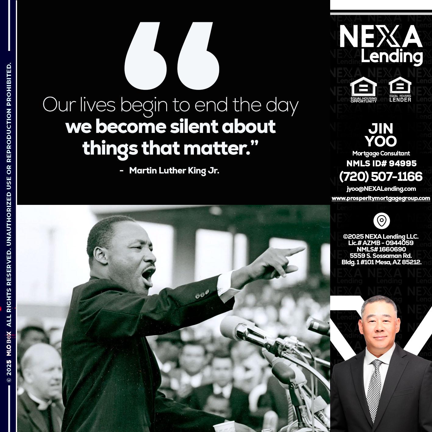 our lives MLK DAY - Jin Yoo -Mortgage Consultant