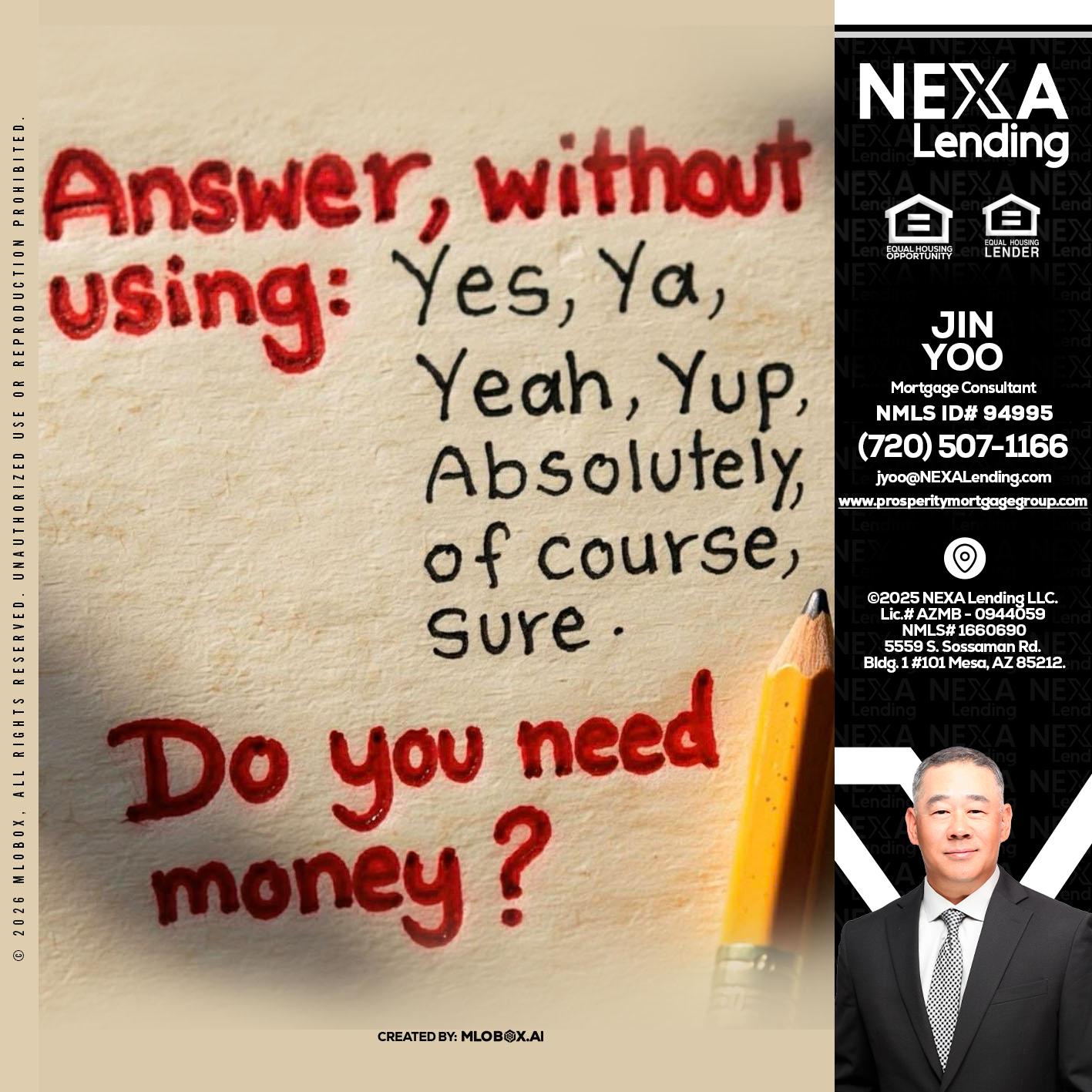 answer without - Jin Yoo -Mortgage Consultant