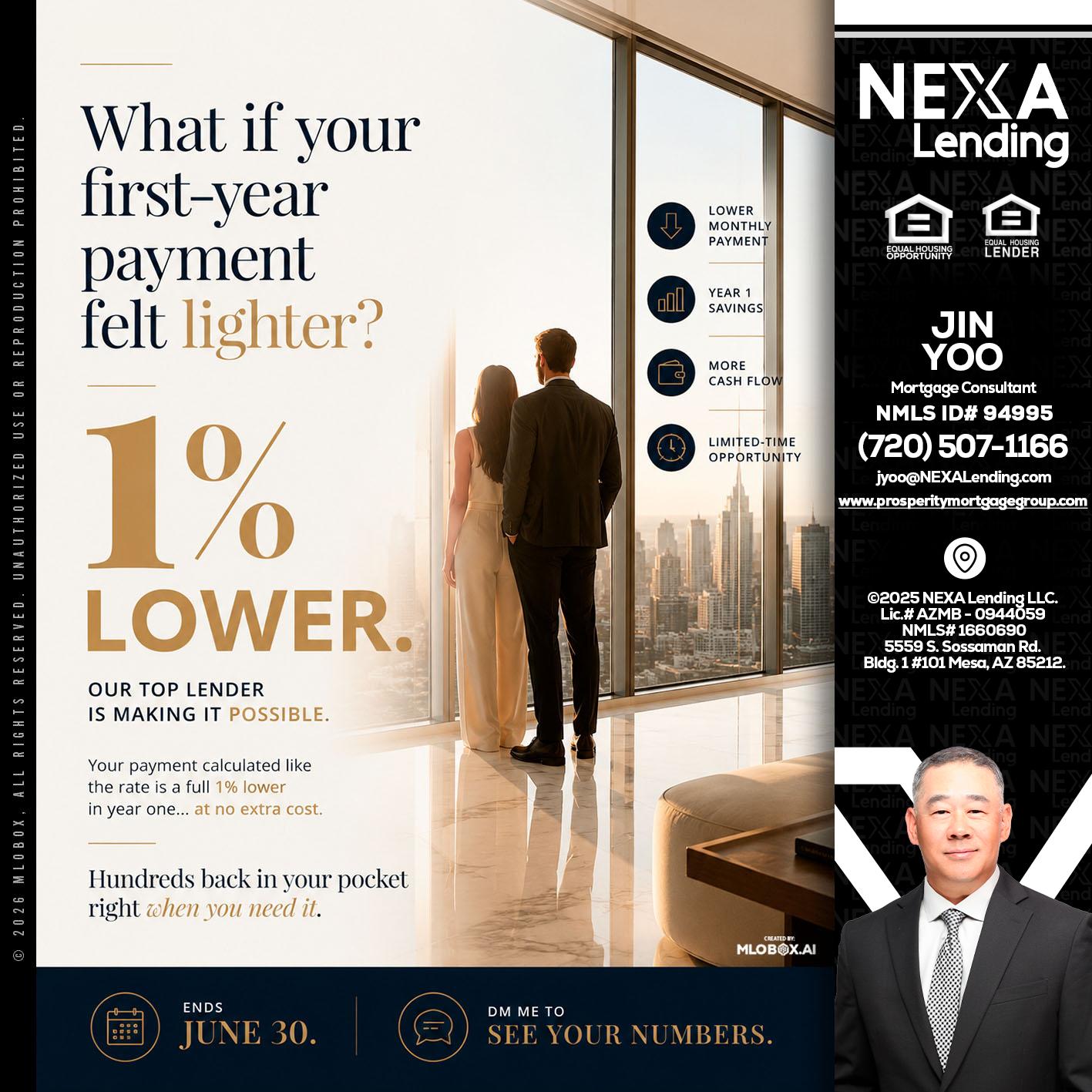 1% lower - Jin Yoo -Mortgage Consultant