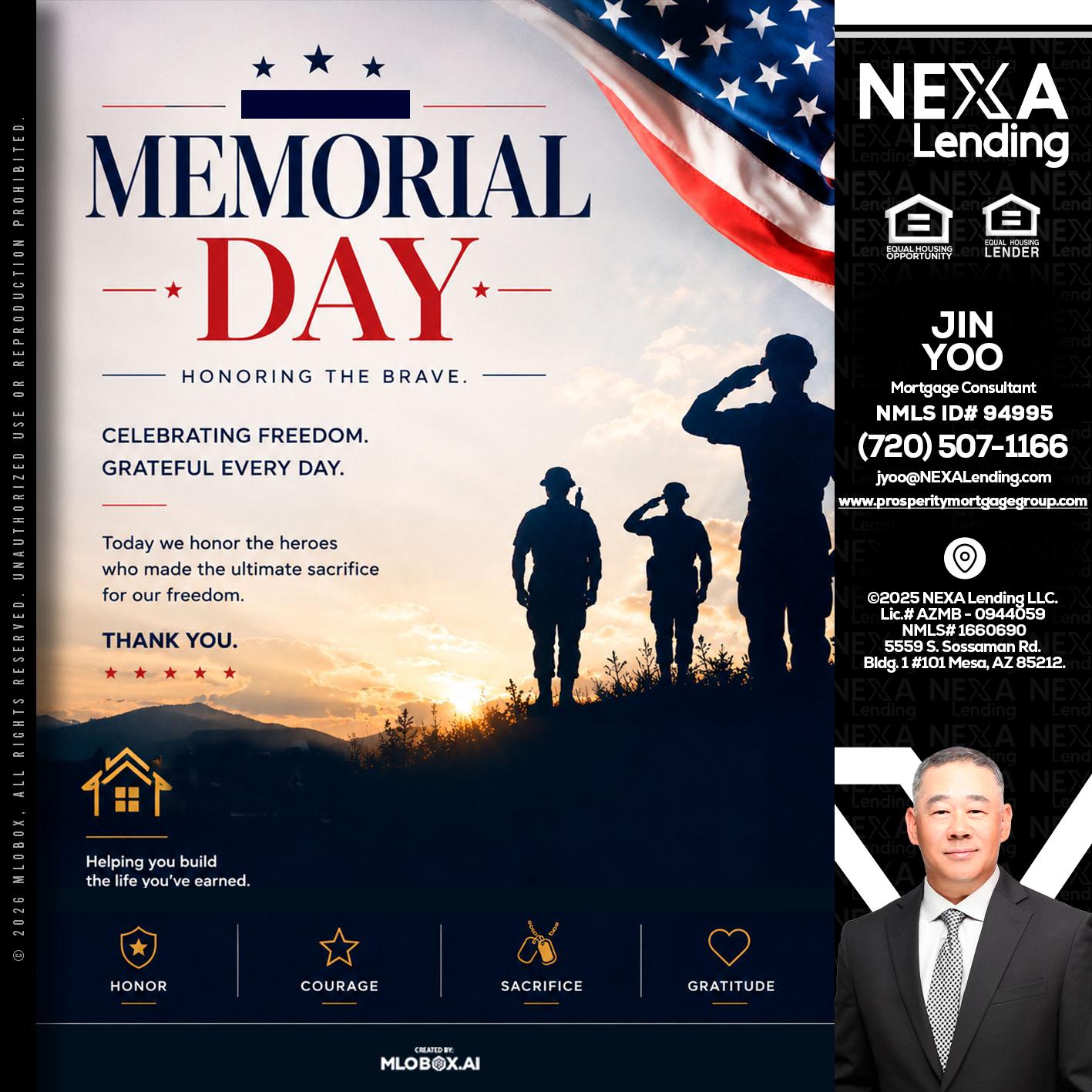 MEMORIAL DAY - Jin Yoo -Mortgage Consultant
