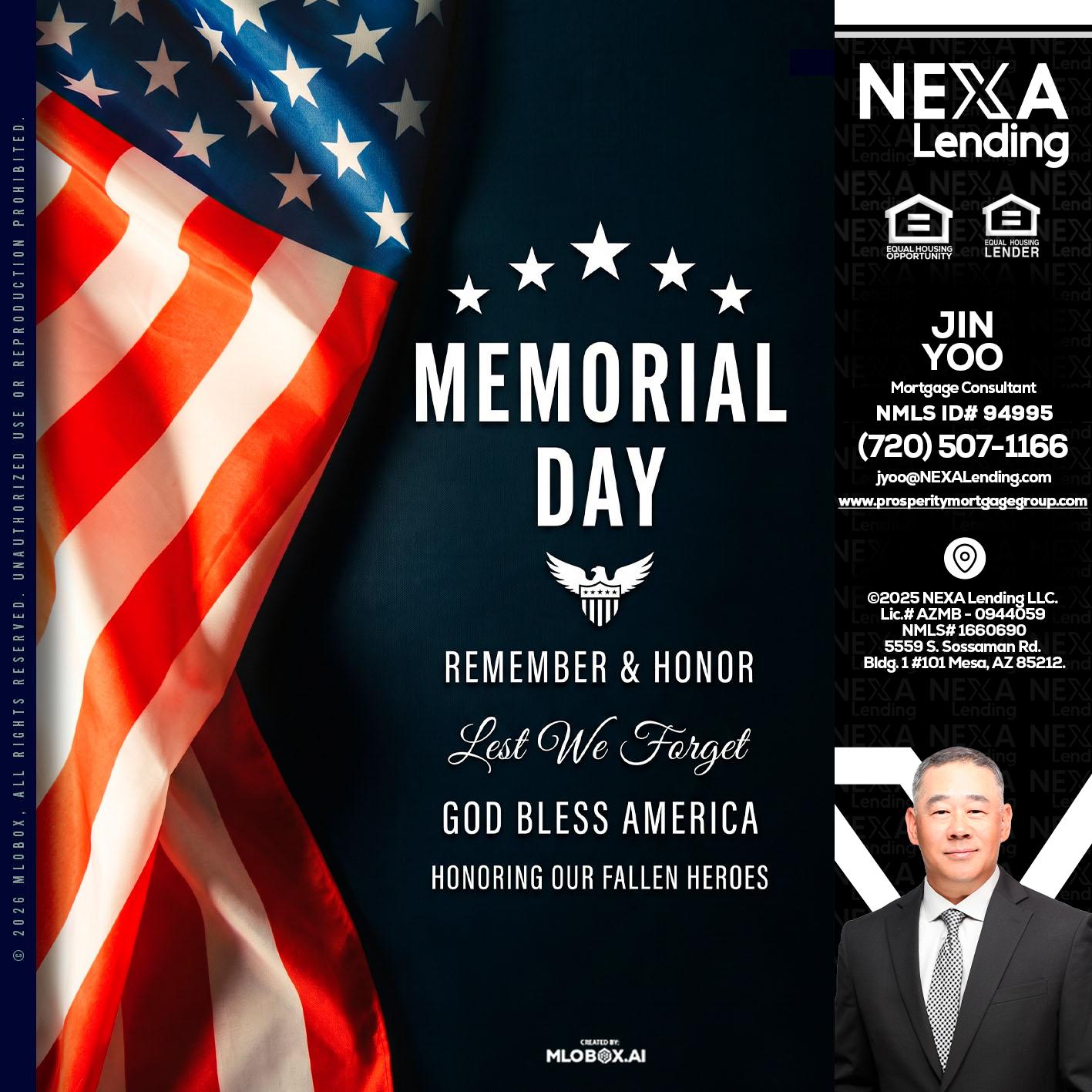MEMORIAL DAY - Jin Yoo -Mortgage Consultant