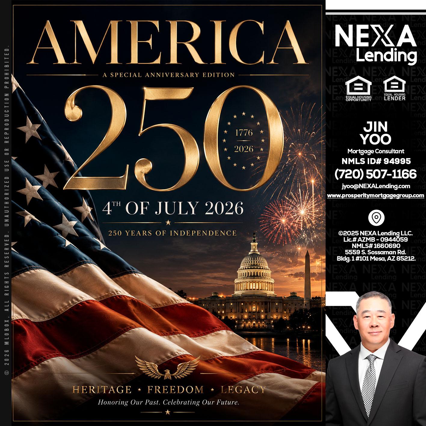 AMERICA 250 TH - Jin Yoo -Mortgage Consultant