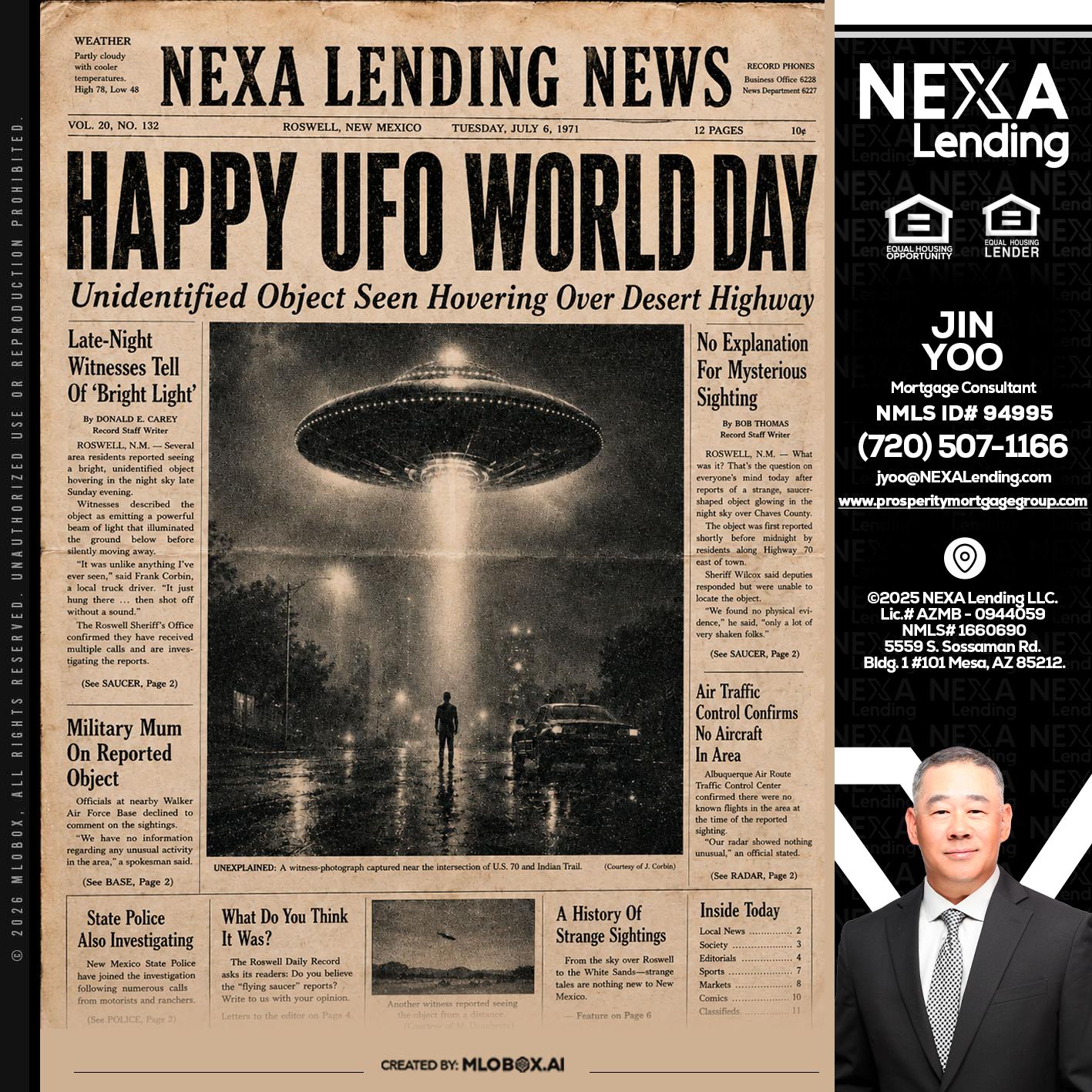 HAPPY UFO WORLD DAY - Jin Yoo -Mortgage Consultant