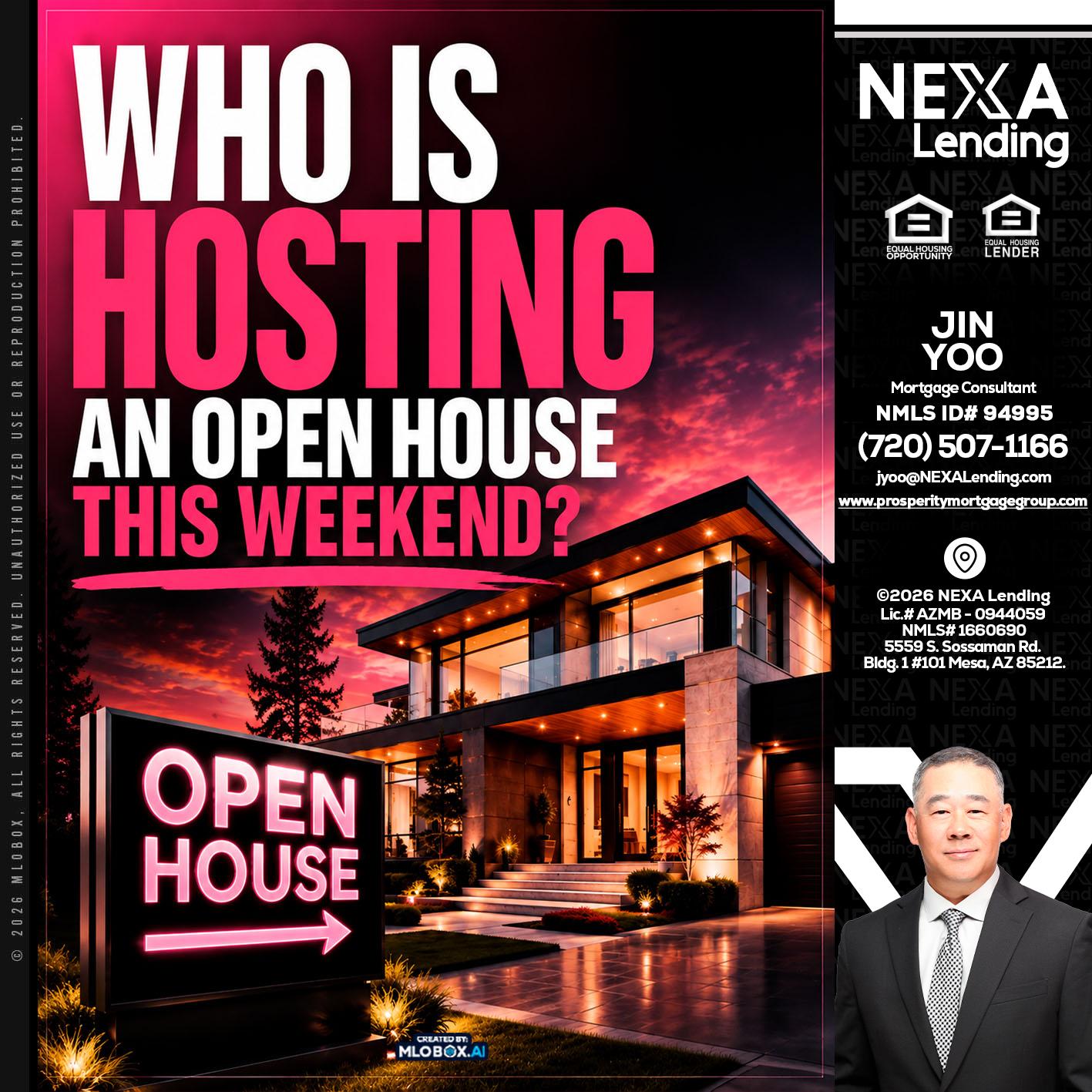 who's is hosting - Jin Yoo -Mortgage Consultant