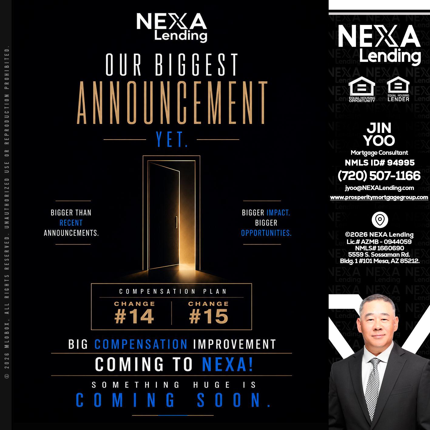 ANNOUNCEMENT - Jin Yoo -Mortgage Consultant