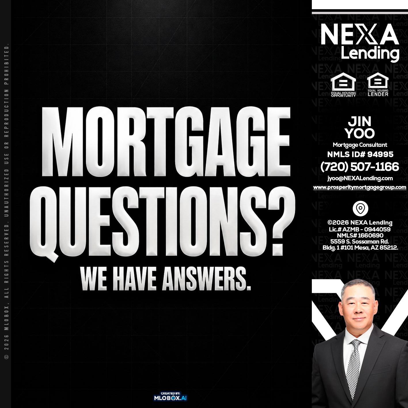 MORTGAGE QUESTION? - Jin Yoo -Mortgage Consultant